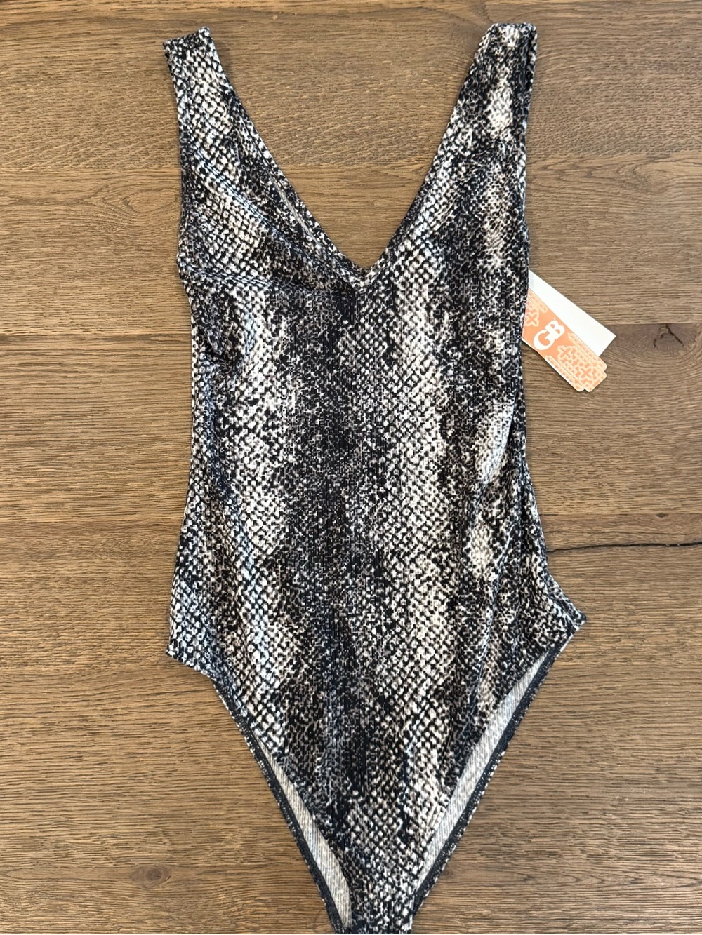GB Black & White Snake Print Bodysuit NWT
